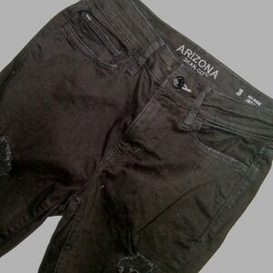 Arizona Jean Co. Black Distressed Ripped Hi-Rise Jeggings Size 3 Juniors‎